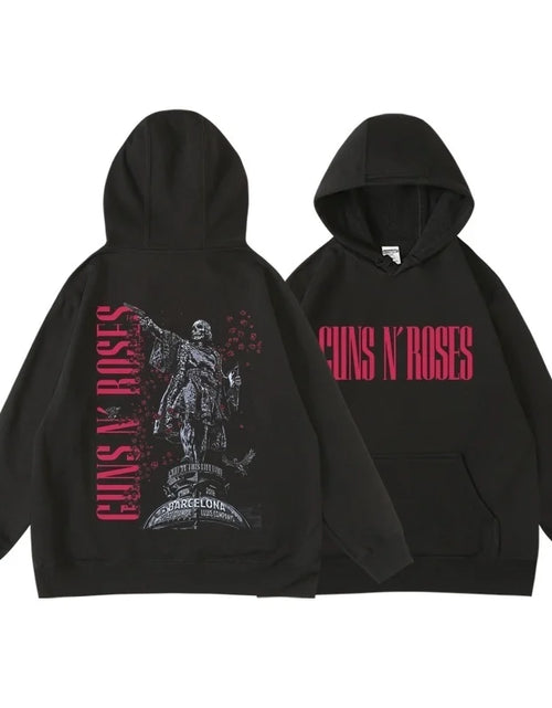 Load image into Gallery viewer, Guns N&#39; Roses We&#39;Re Back Retro Street Style Hoodie For Women O-Neck Pocket Pullover Fleece Hoody Breathable Pullover Woman Hoody
