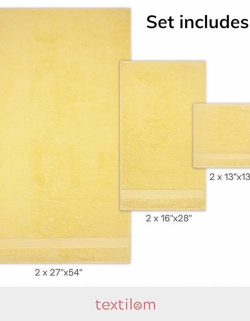 Load image into Gallery viewer, 100% Turkish Cotton 6 Piece Luxury Towel Set for Bathroom &amp; Kitchen, Thick &amp; Super Soft &amp; Highly Absorbent &amp; Quick Dry ( 2 Bath Towels, 2 Hand Towels, 2 Washcloths )- Yellow
