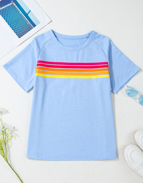 Load image into Gallery viewer, Bonbon Colorful Striped Casual Tee
