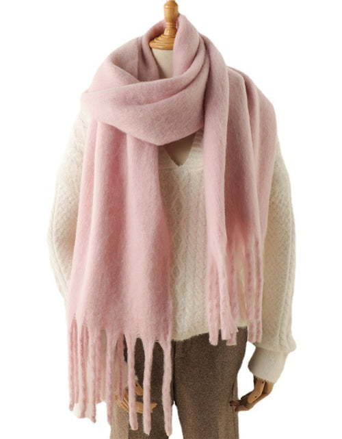 Load image into Gallery viewer, Solid Color Versatile Winter Warm Extended Tassel Scarf
