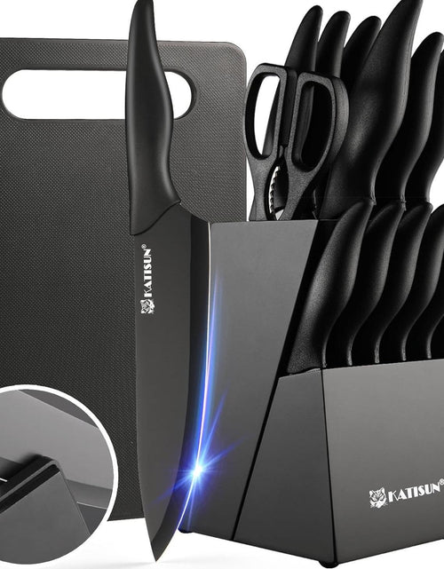 Load image into Gallery viewer, German High Quality Stainless Steel 16 Piece Kitchen Knife Set With Cutting Board Built-in Knife Sharpener Dishwasher Safe 6 Steak Knives Non-slip Handles
