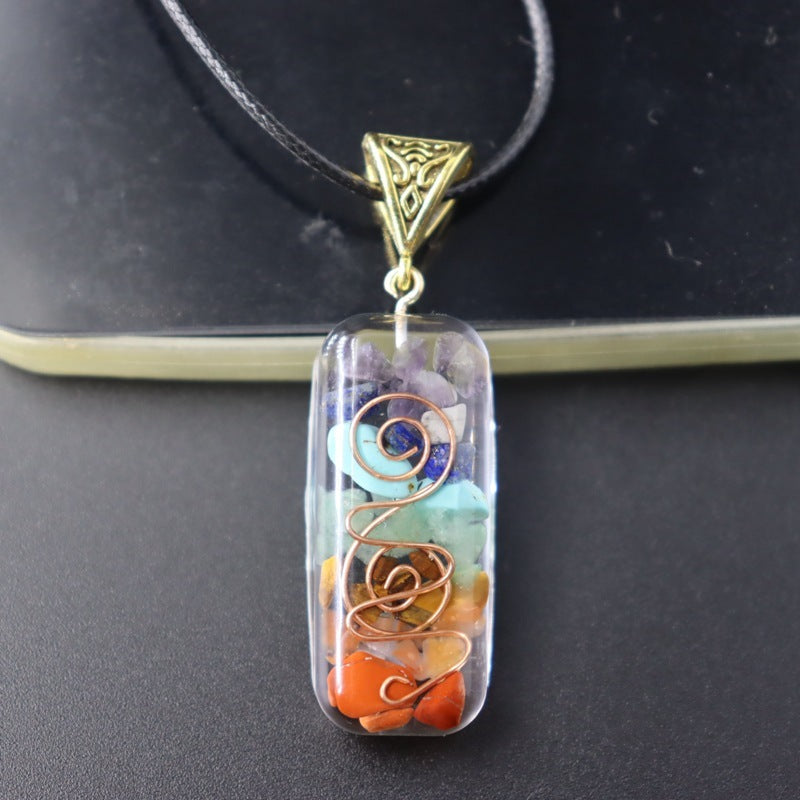 Colgante de cristal de energía curativa Reiki retro, piedra natural para yoga, meditación, joyería espiritual de los 7 chakras, collar, amuleto