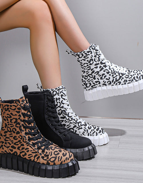 Load image into Gallery viewer, Leopard Print Women Shoes Platform Boots

