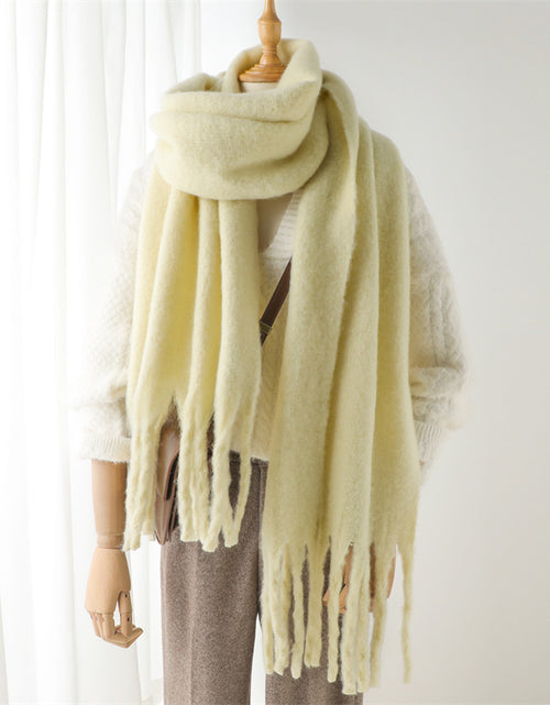 Load image into Gallery viewer, Solid Color Versatile Winter Warm Extended Tassel Scarf
