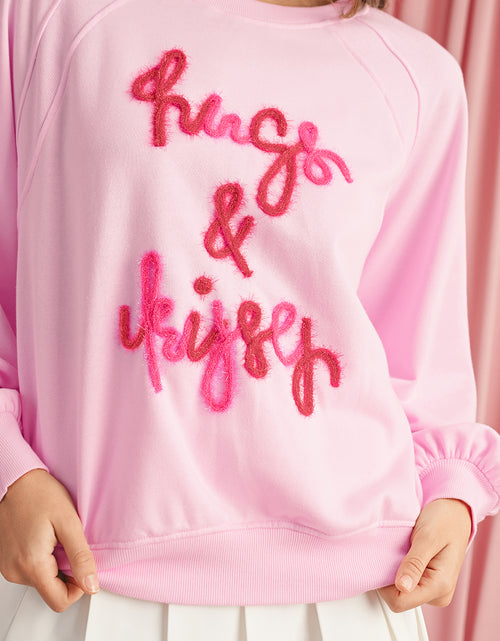 Bild in Galerie-Viewer laden, Pink Tinsel Hugs and Kisses Raglan Sleeve Sweatshirt
