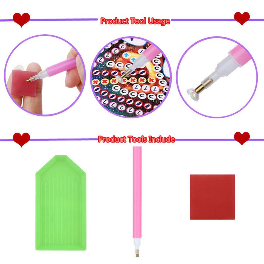 Diamond Painting Coaster Shape With Stand DIY Diamond Painted Art Craft Supplies Owl Pattern