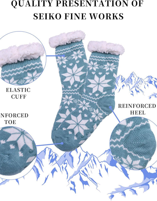 Cargar imagen en el visor de la galería, Women&#39;S Winter Super Soft Warm Cozy Fuzzy Snowflake Deer Fleece-Lined with Grippers Slipper Socks
