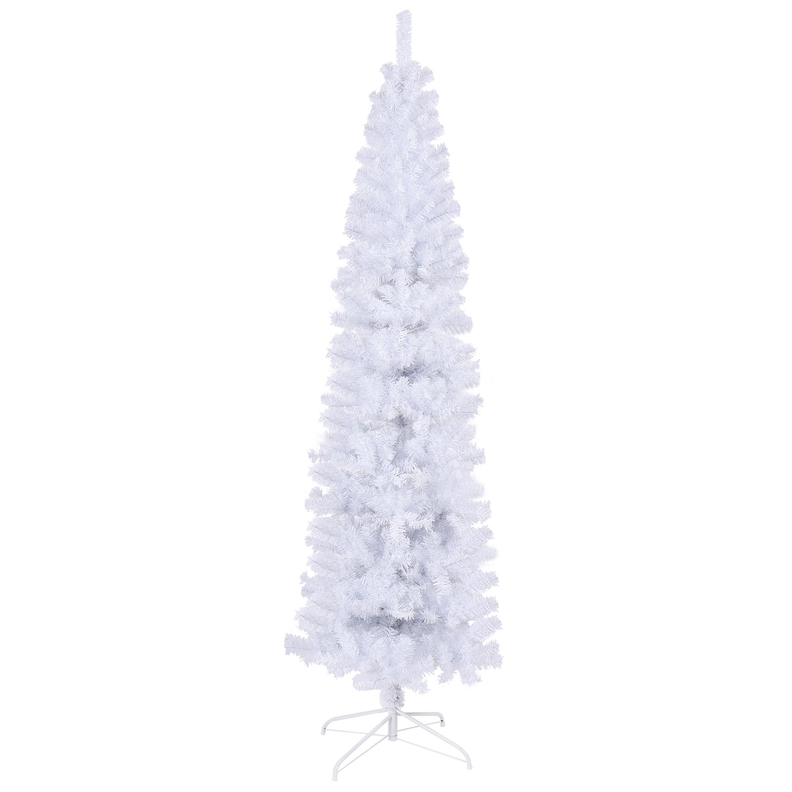 7,5 Fuß schlanker weißer künstlicher Weihnachtsbaum inklusive faltbarer Metallständer