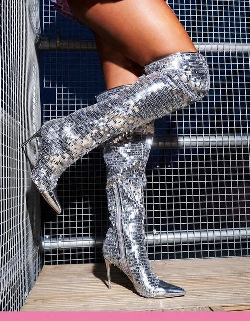 Load image into Gallery viewer, Fashionable Sequins Over-the-knee Boots Women
