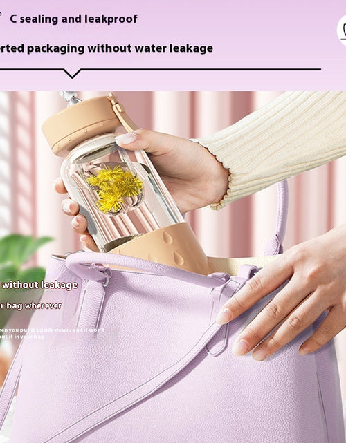 Cargar imagen en el visor de la galería, Taza de agua de vidrio magnética con separación de agua de té sellada sin fugas Taza de agua de té de vidrio Vaso con infusor Botella de agua con filtro de té
