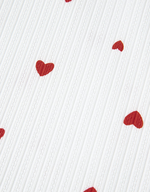 Load image into Gallery viewer, White Valentines Heart Pattern Tee and Pants Pajama Set
