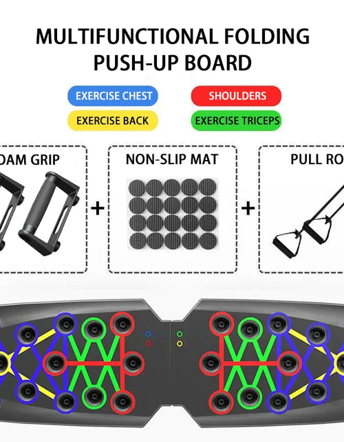 Bild in Galerie-Viewer laden, Folding Push-Up Board Chest Expansion Adult Multi-Mode Adjustable with Chest Abdomen Back Partition Core Muscle Exerciser

