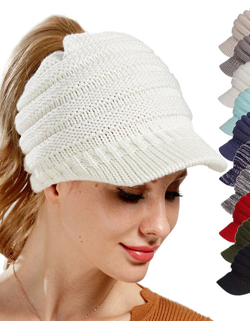 Load image into Gallery viewer, Women Ponytail Beanies Autumn Winter Hats Female Soft Knitting Caps Warm Ladies Skullies
