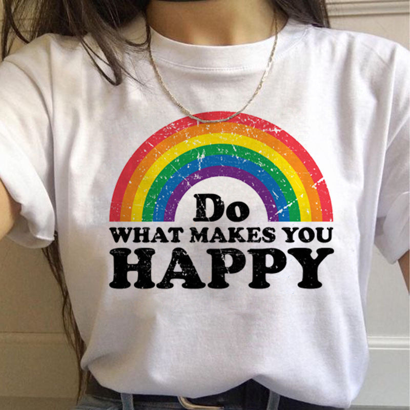 Camisetas para mujer Camiseta de manga corta para mujer Orgullo Gay Arcoiris Novias
