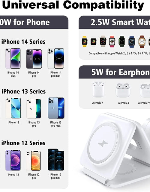 Load image into Gallery viewer, Magnetic Wireless Charger for Iphone: Fodable 3 in 1 Charging Station for Apple Multiple Devices - Travel Charging Pad Dock for Iphone 15 14 13 12 Pro Max plus &amp; Airpod
