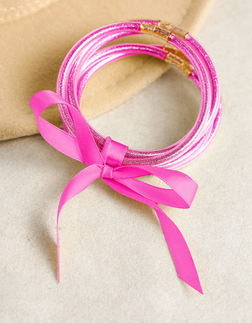 Load image into Gallery viewer, Apricot Glitter Bowknot Layered Jelly Bracelet
