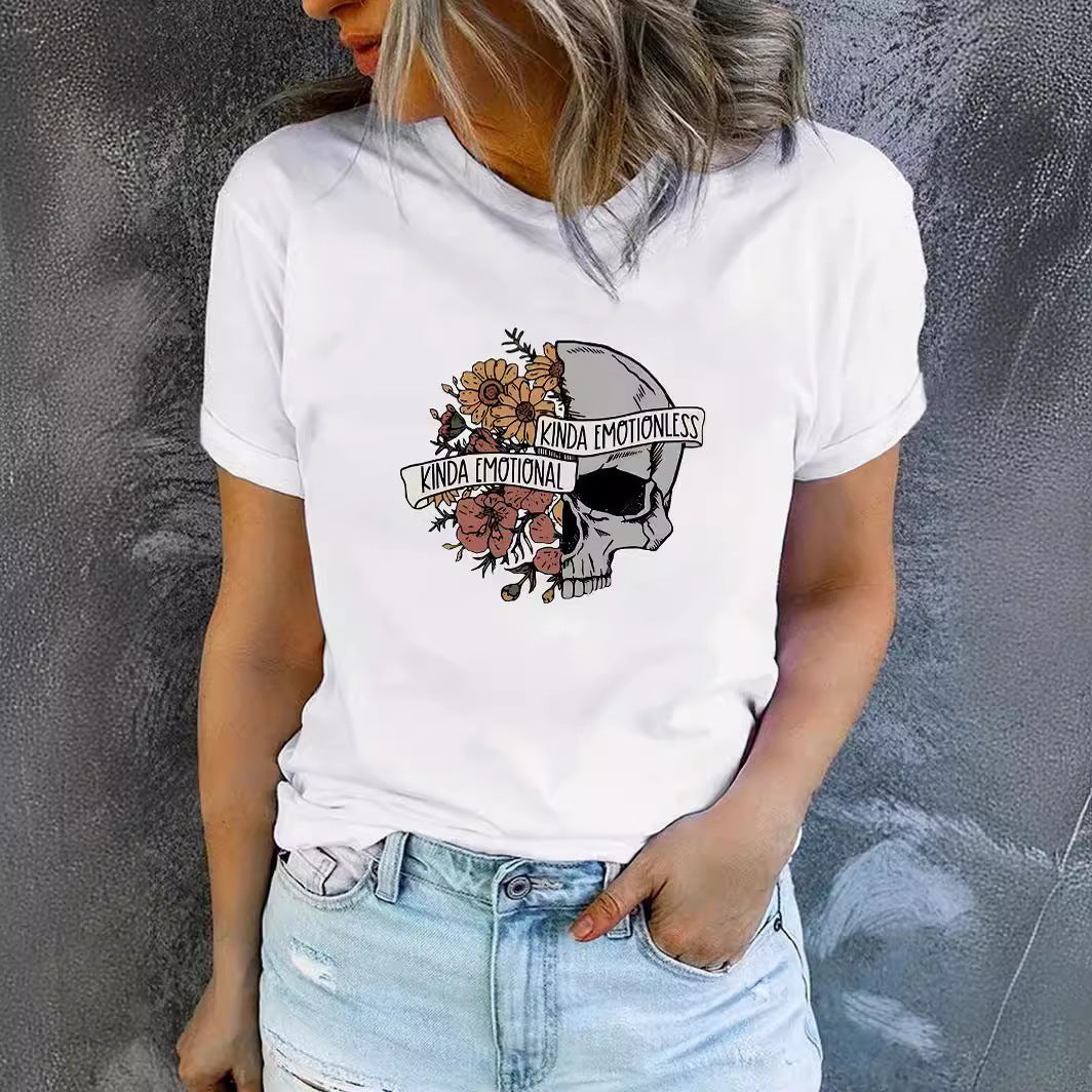 Women's Graphic Print Crew Neck Short-sleeved T-shirt