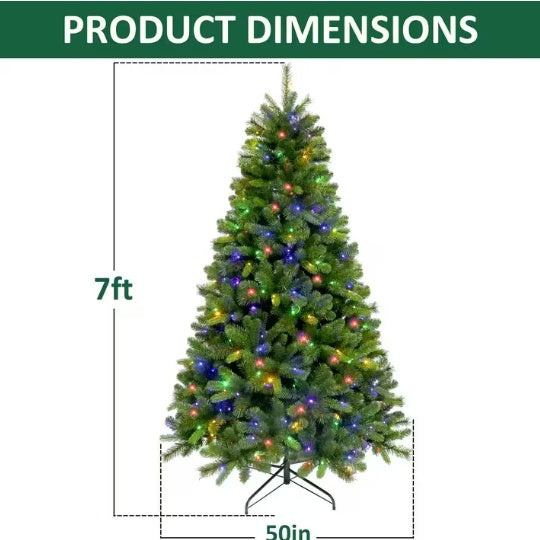 7ft beleuchteter künstlicher Weihnachtsbaum, aufklappbarer Weihnachtsbaum mit 400 mehrfarbigen LED-Lichtern