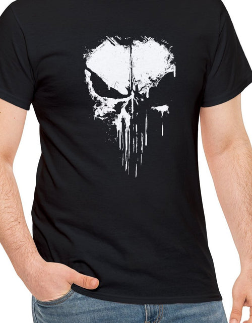 Load image into Gallery viewer, Men&#39;s Fashionable Skull Print Sports T-shirt, Summer Casual Elastic Round Neck T-shirt
