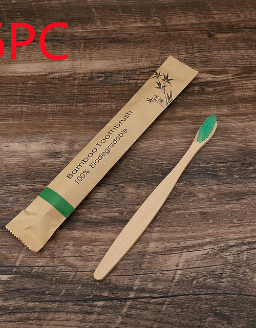 Load image into Gallery viewer, Flat Bamboo Toothbrush Kraft Paper Bag Toothbrush

