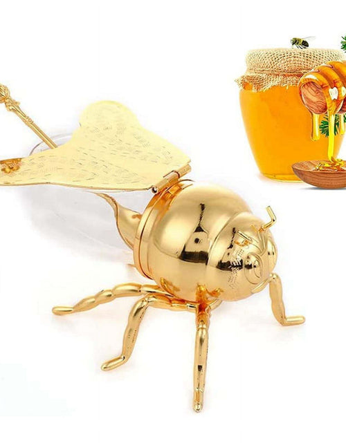 Bild in Galerie-Viewer laden, Honigglas in Bienenform mit Löffel, vielseitiger neuartiger Behälter, Gewürztopf für Gewürze, Öl, Küche, festliche Partys, Küchenhelfer
