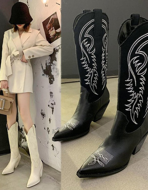 Load image into Gallery viewer, Net Red Embroidered Womens Western Cowboy Boots
