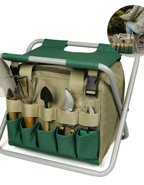 Load image into Gallery viewer, Gardening Stool With Tote Bag Chair Garden Tools Set Organizer, Folding Garden Seat Gardening Stool Gardening
