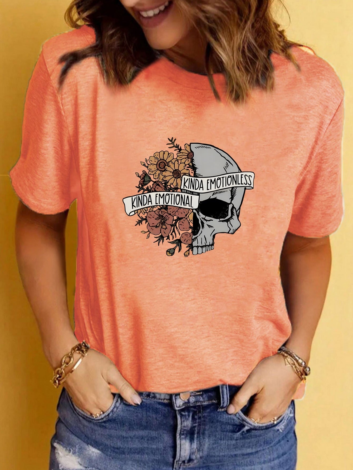 Women's Graphic Print Crew Neck Short-sleeved T-shirt