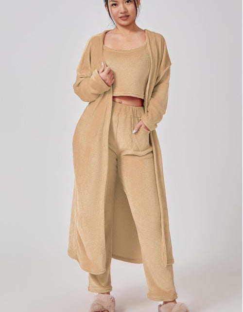 Bild in Galerie-Viewer laden, Gemütliches Pyjama-Set, 3-teiliges Lounge-Set, süße Loungewear, warme Anzug-Sets, passendes Set, Lounge-Set, 3-teiliges Hosen-Set, Damen-Winterkleid
