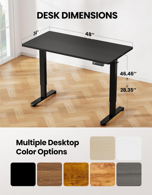 Cargar imagen en el visor de la galería, Height Adjustable Electric Standing Desk, 48 X 24 Inches Sit Stand up Desk, Memory Computer Home Office Desk (Black)
