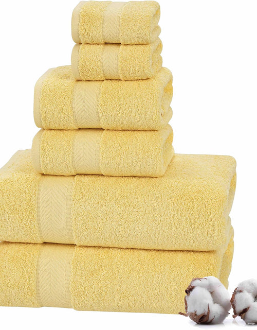 Load image into Gallery viewer, 100% Turkish Cotton 6 Piece Luxury Towel Set for Bathroom &amp; Kitchen, Thick &amp; Super Soft &amp; Highly Absorbent &amp; Quick Dry ( 2 Bath Towels, 2 Hand Towels, 2 Washcloths )- Yellow
