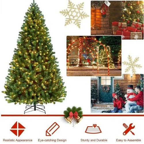 Load image into Gallery viewer, 6ft Premium Pre-Lit Christmas Tree With 250 Warm Lights, Green
