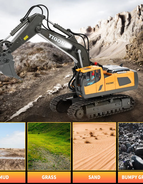 Cargar imagen en el visor de la galería, Remote Control Excavator,11 Channel RC Excavator Toys, Rechargeable Construction Vehicle Toys with Lights Sounds,Gifts for Kids 3-12 Years Old
