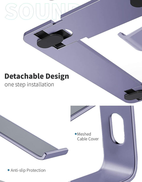 Cargar imagen en el visor de la galería, Laptop Stand, Aluminum Computer Riser, Ergonomic Laptops Elevator for Desk, Metal Holder Compatible with 10 to 15.6 Inches Notebook Computer, Purple
