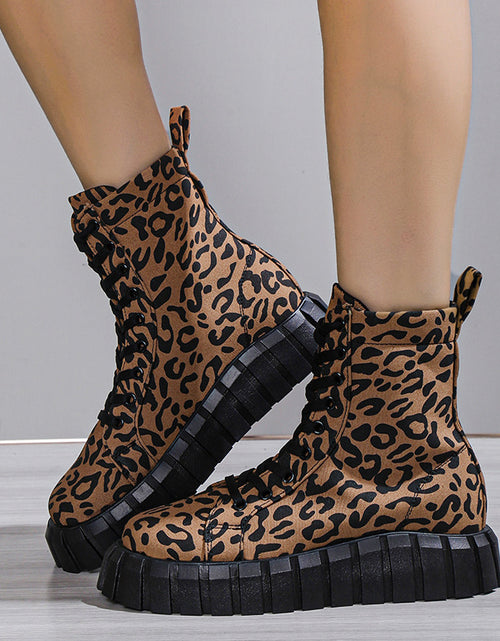 Load image into Gallery viewer, Leopard Print Women Shoes Platform Boots
