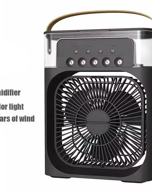 Bild in Galerie-Viewer laden, Water Mist Electric Fan Air Humidifier LED Night Light Suitable for Families Portable Air Conditioner Triple Cooler Cooling Home
