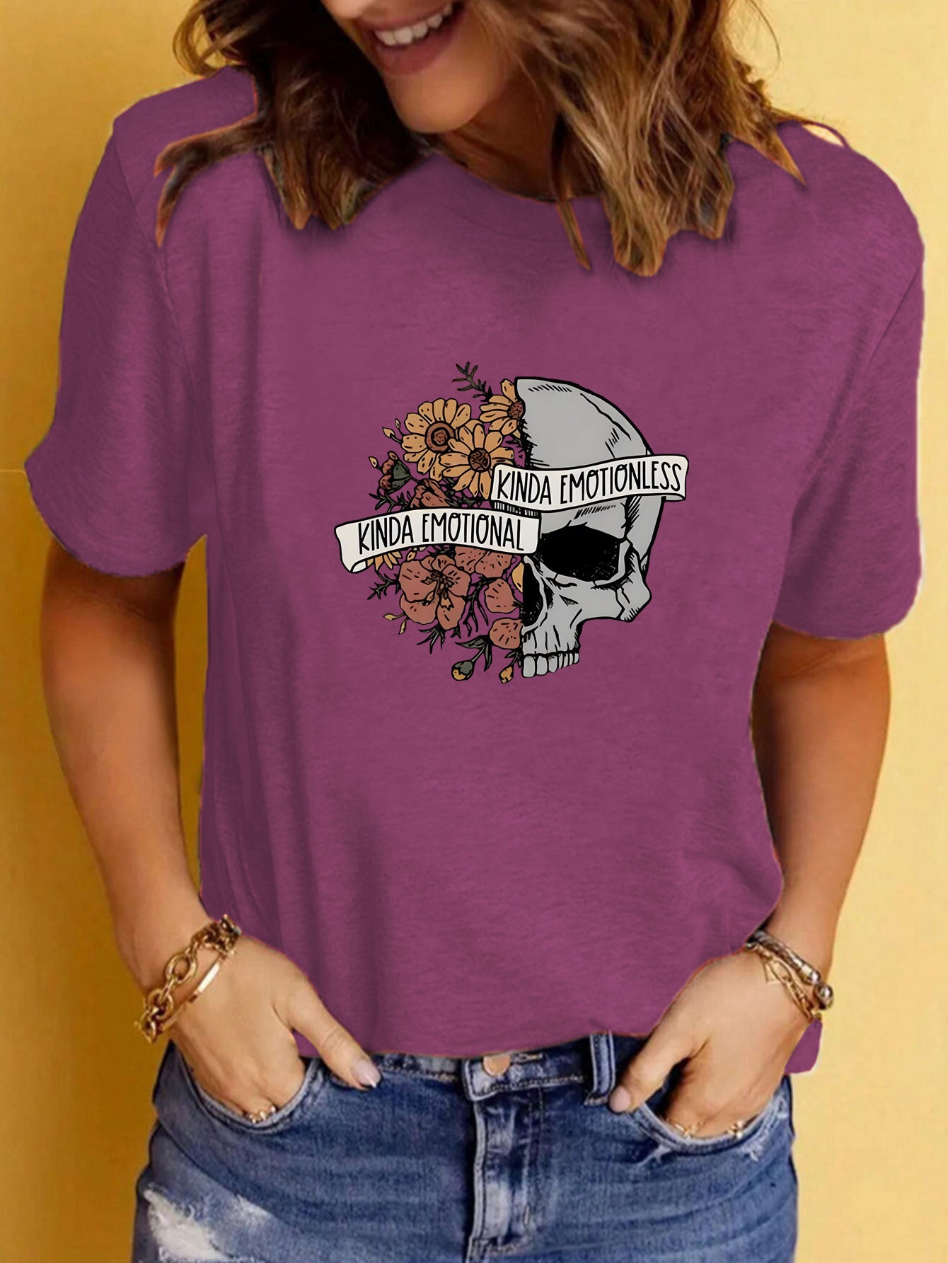 Women's Graphic Print Crew Neck Short-sleeved T-shirt