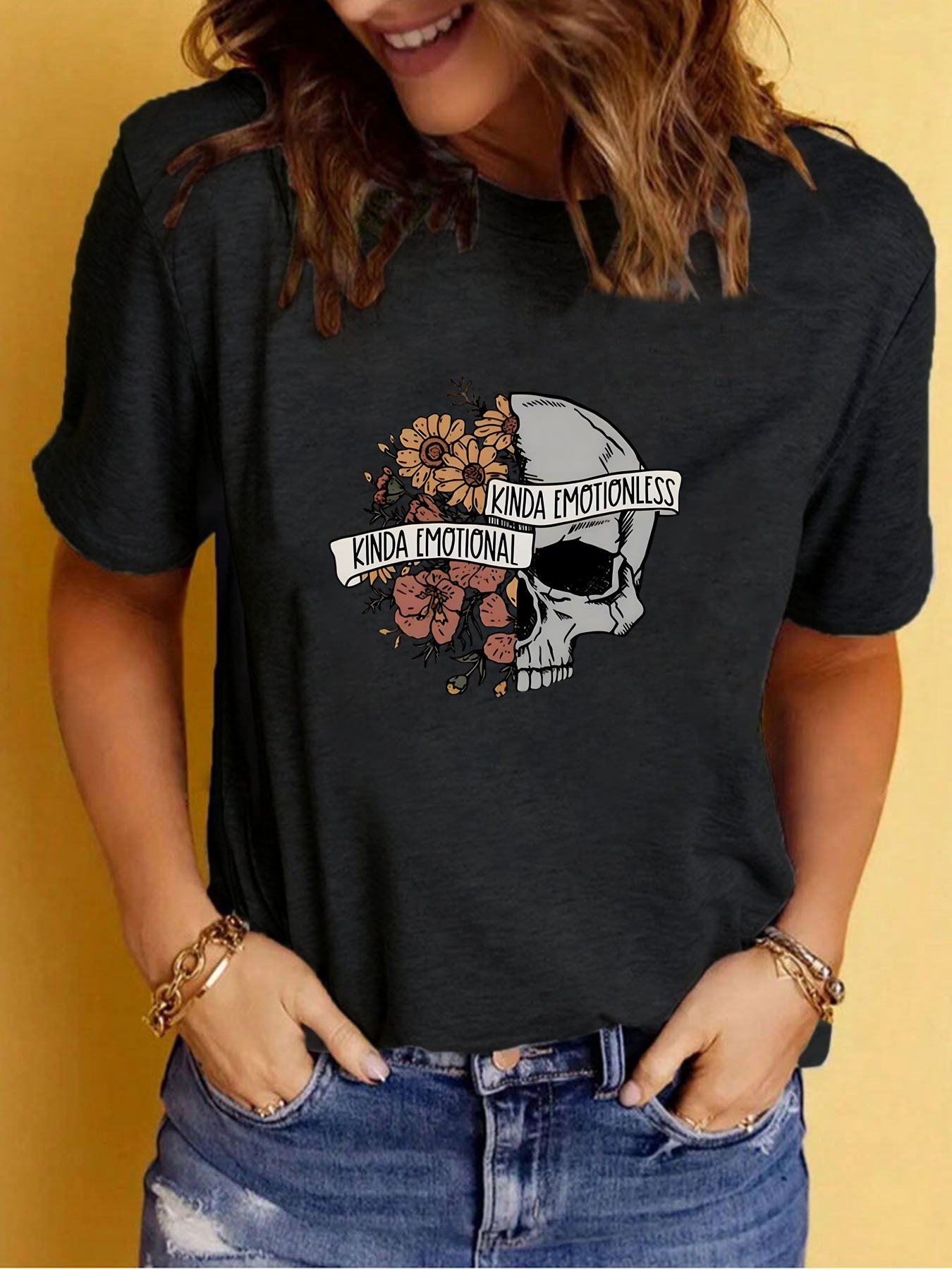 Women's Graphic Print Crew Neck Short-sleeved T-shirt