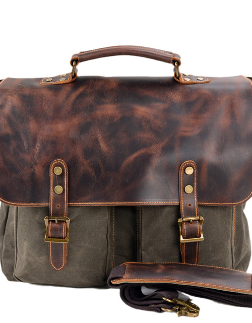 Load image into Gallery viewer, Waterproof Canvas Stitching Leather Briefcase Handbag
