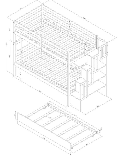 Load image into Gallery viewer, Twin Bunk Beds With Trundle &amp; Stairway Storage In White
