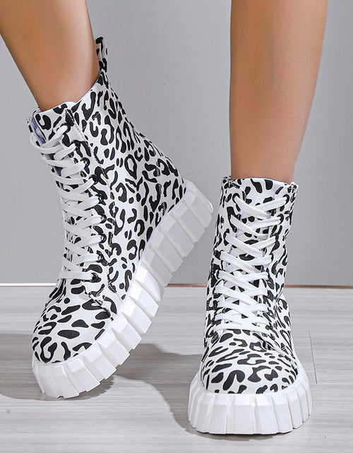 Load image into Gallery viewer, Leopard Print Women Shoes Platform Boots
