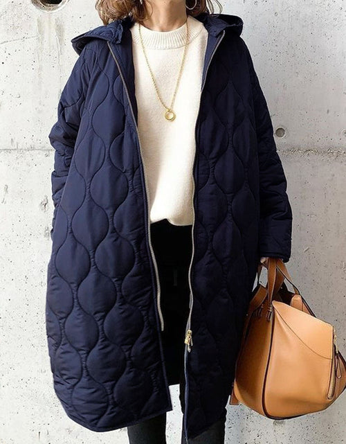 Load image into Gallery viewer, Autumn And Winter New Diamond Lattice Hooded Cotton Coat Jacket Women&#39;s Top
