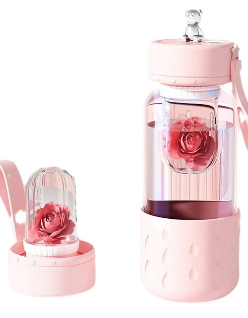 Cargar imagen en el visor de la galería, Taza de agua de vidrio magnética con separación de agua de té sellada sin fugas Taza de agua de té de vidrio Vaso con infusor Botella de agua con filtro de té
