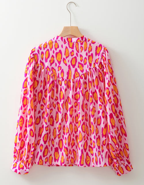 Load image into Gallery viewer, Rose Red Leopard Print Balloon Sleeve Loose Blouse
