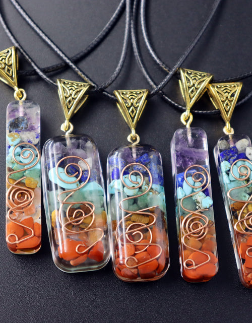 Cargar imagen en el visor de la galería, Colgante de cristal de energía curativa Reiki retro, piedra natural para yoga, meditación, joyería espiritual de los 7 chakras, collar, amuleto
