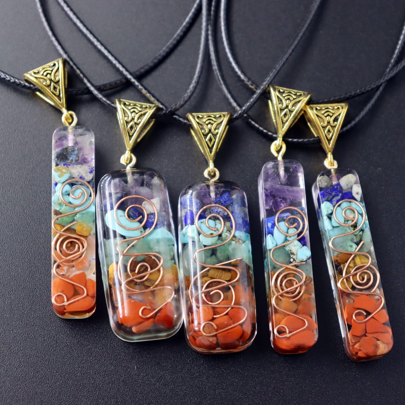 Colgante de cristal de energía curativa Reiki retro, piedra natural para yoga, meditación, joyería espiritual de los 7 chakras, collar, amuleto