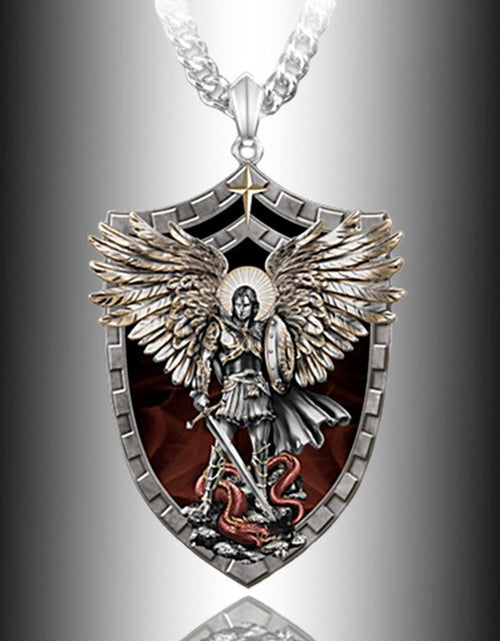 Load image into Gallery viewer, Warrior Guardian Holy Angel St. Michaels Pendant Necklace
