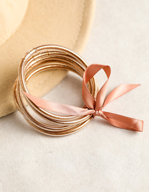 Load image into Gallery viewer, Apricot Glitter Bowknot Layered Jelly Bracelet
