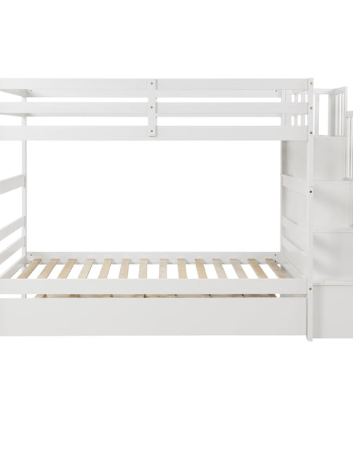 Load image into Gallery viewer, Twin Bunk Beds With Trundle &amp; Stairway Storage In White
