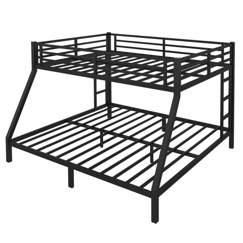 Bild in Galerie-Viewer laden, Metal Queen Over King Bunk Bed For Teens And Adults,Space-Saving Noise Reduced No Box Spring Needed, Black
